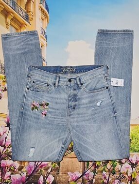 PRPS Demon Slim Distressed Jeans Floral Embroidery Button Fly Size 30 New